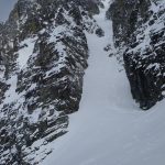 Chris Marshall and Oyvind Henningsen approach the Aussie Couloir on Mt. Joffre