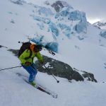 Chris Marshall skis the Matier ice fall