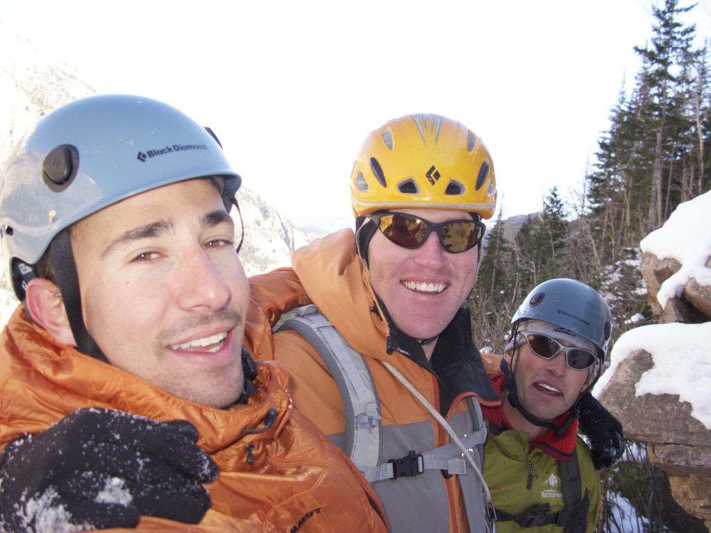 Mike Bromberg, Kyle Mattingly, and the author, John MacKinnon--Sherman Climb 2008, Lake City, Colorado