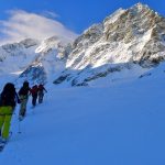 A brief window of clearing above the Mont Velan Hut during an aspirant exam day, Switzerland