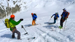 Descending the Breche Puiseux via the Mont Mallet Glacier with Marc Chauvin, Danny Ozment, Andrew Eisenstark, and Mark Synnott