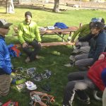 The guides backpack - Day 1 clinic with Peter Keene (foreground, left) and Marc Chauvin.