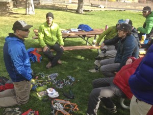 The guides backpack - Day 1 clinic with Peter Keene (foreground, left) and Marc Chauvin.