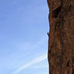 High on Sky Ridge (5.8 R) on Smith Rock Group. (Photo by Carter Grotbeck)