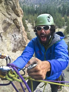 Psyched!! Adam loving his job during the Rock Guide Course in Smith Rock.