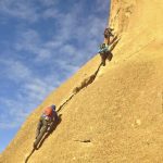 Practicing parallel rope technique Spiderman (5.7) in 20 degree temperatures.