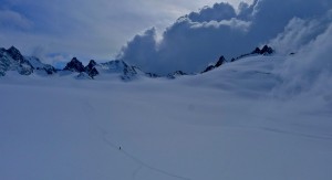 Trient Plateau seen from the Trient Hut as an afternoon storm rolls in, Switzerland
