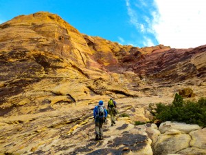 John Mackinnon and Mike Poborsky approach the Eagle Wall in Oak Creek Canyon