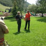Tom Hargis and Marc Chauvin teaching a lawn lesson.