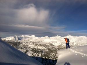 Jeff scoping a descent from a high vantage point.