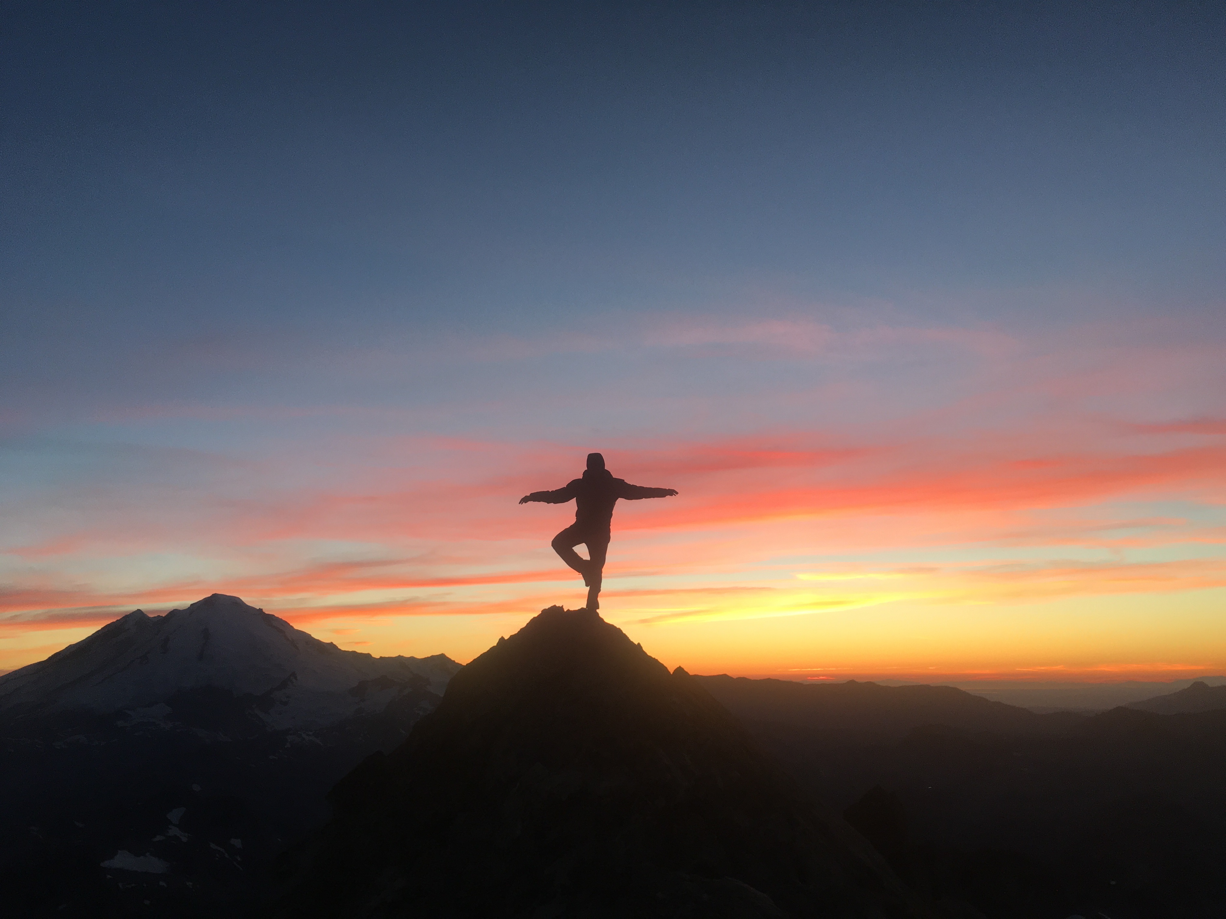 dan-corn-working-on-his-balance-at-sunset-on-mt-shuksan
