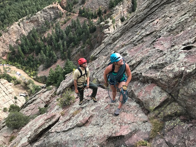 2016 Mentorship Camp Attendees Billy Haas & Lindsey Hamm in Eldorado Canyon, CO