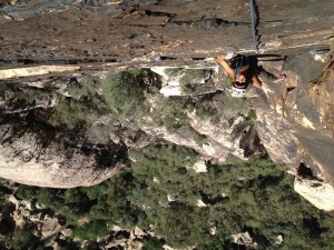 April Mayhew on Frigid Air Buttress.