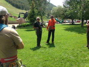 Tom Hargis and Marc Chauvin teaching a lawn lesson.